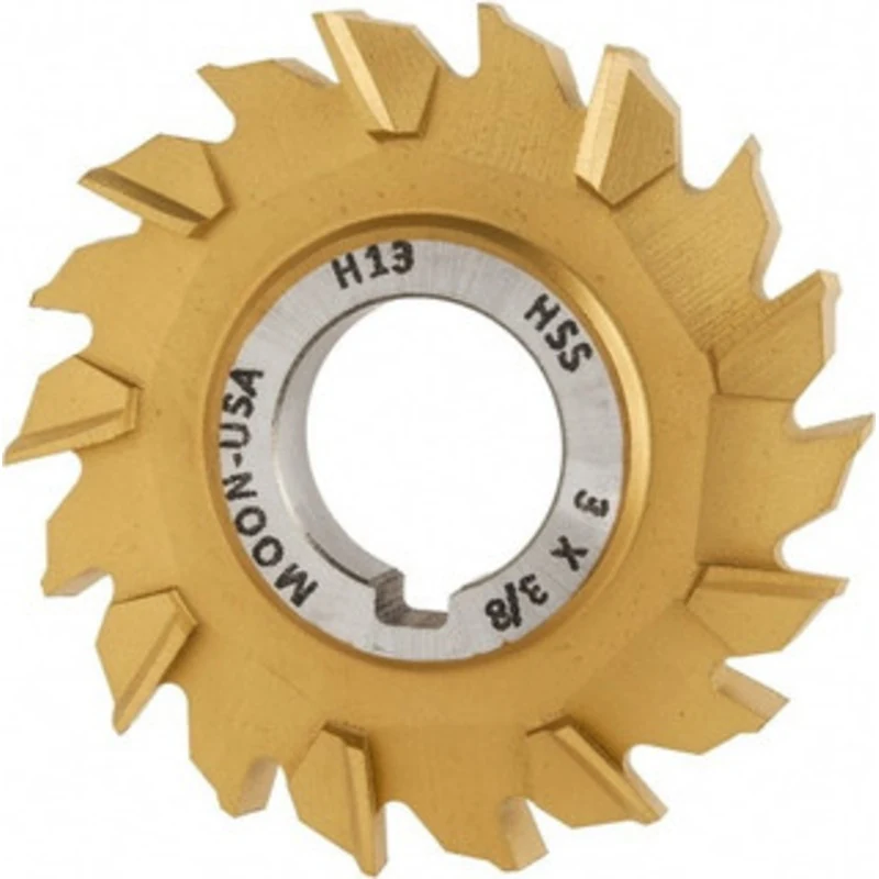 Made in USA 3 Diam x 3/8 Face Width Staggered Tooth Side Milling Cutter 1 Arbor Hole, High Speed Steel, TiN Finish, 1...
